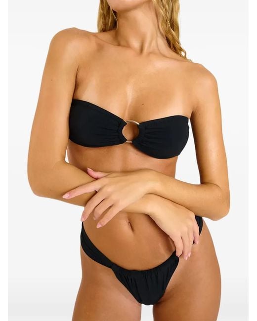 Banana Moon Black Myero Ring-Detail Bandeau Bikini Top