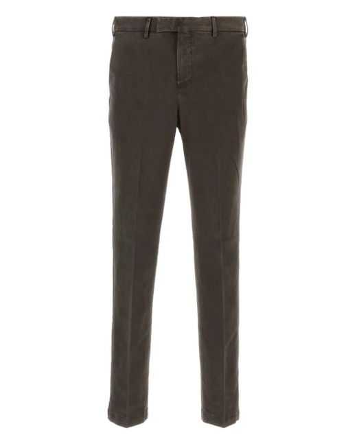 PT Torino Gray Pressed-Crease Trousers for men