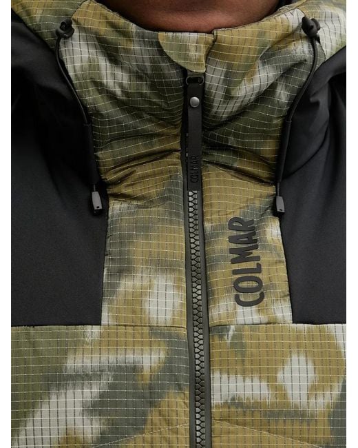 Colmar Black Camouflage-pattern Hooded Ski Jacket for men