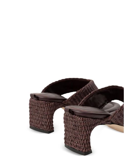 By Far Red Dasha Raffia-Woven Mules