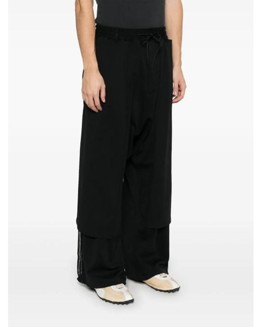 Y-3 Black 3-Stripes Open-Hem Track Pants for men
