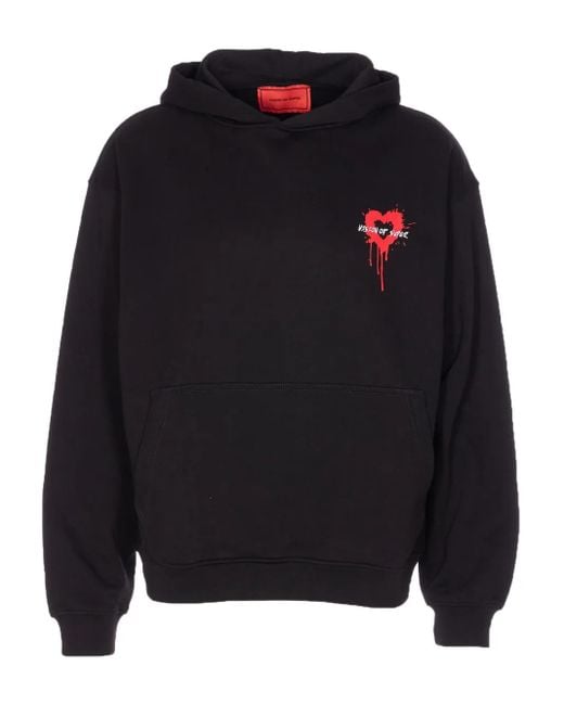Vision Of Super Blue Heart-Print Hoodie for men