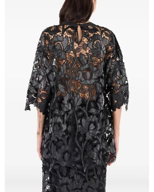 Roberto Cavalli Black Spitzenoberteil Mit Blumenmuster