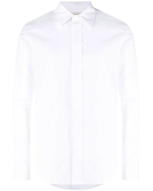 McQueen White Pointed-Collar Poplin Shirt for men