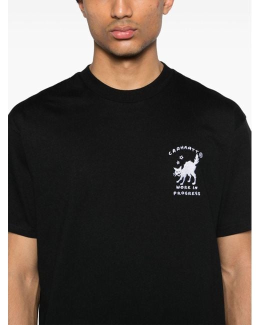 Camiseta con logo bordado Carhartt de hombre de color Black