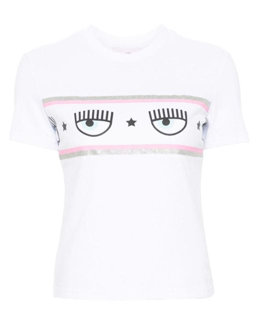 Chiara Ferragni White T-Shirt mit Maxi Logomania-Print
