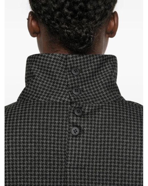 Niu Black Houndstooth-Pattern High-Neck Top