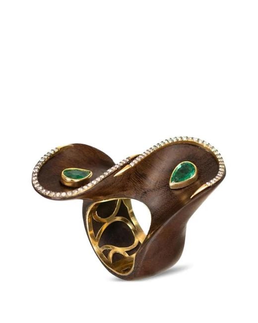 Silvia Furmanovich Brown Twisted Brauna Diamond Emerald Ring
