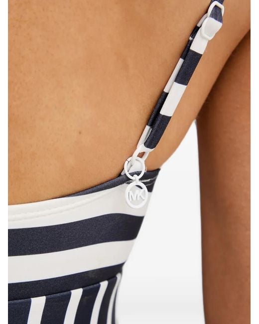 MICHAEL Michael Kors Blue Striped Scoop-Neck Swimsuit