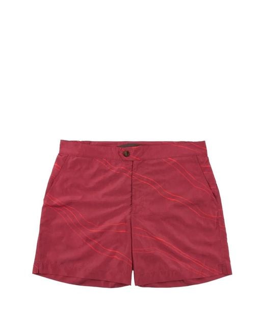 Slowear Red Button-Fastening Swim Shorts for men