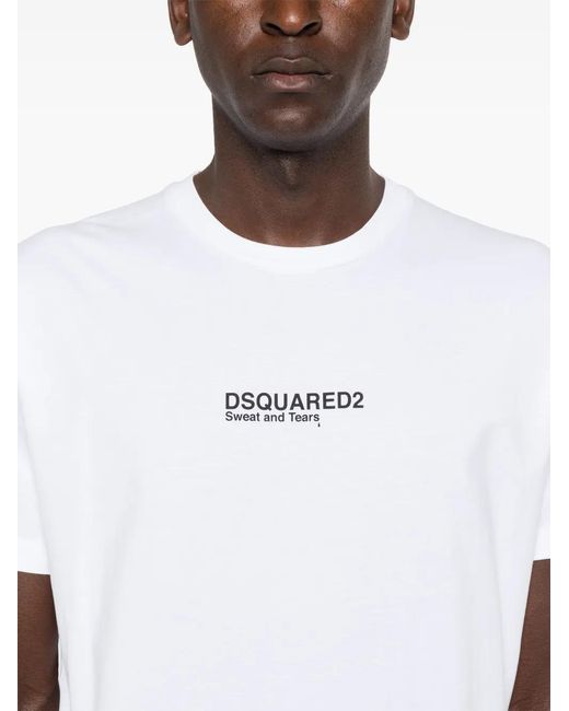 DSquared² White T-Shirt With Distinctive Logo Detail for men