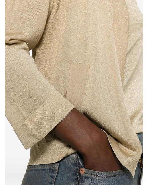 Snobby Sheep Natural Metallic-Effect Raglan-Sleeve Cardigan