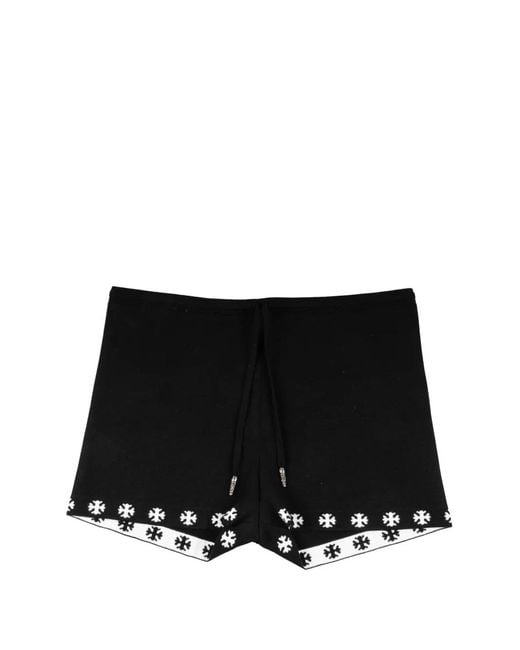Chrome Hearts Black Boyshorts Cross-Print Drawstring Shorts
