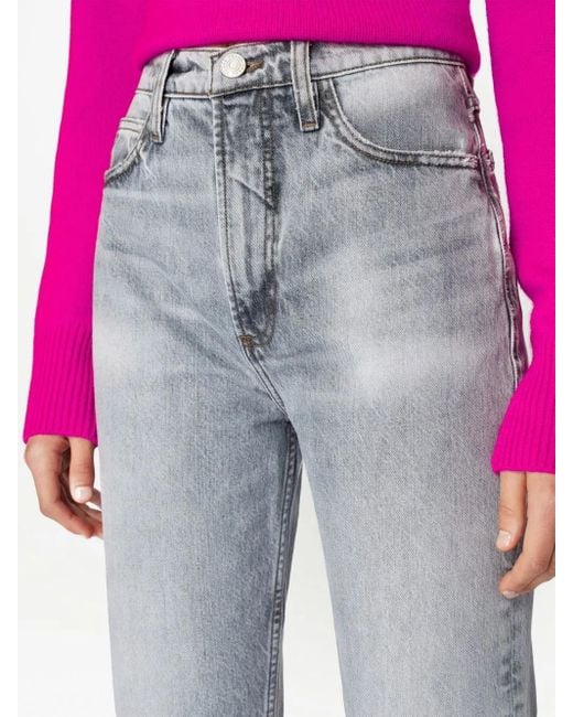 FRAME Blue Mid-Rise Straight Jeans
