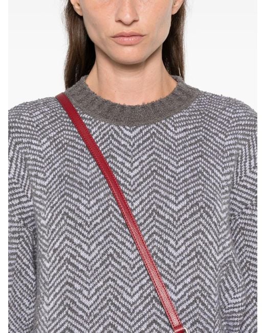 Moschino Gray Chevron-Pattern Jumper