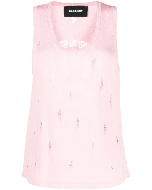 Barrow Pink Distressed-Effect Sleeveless Top