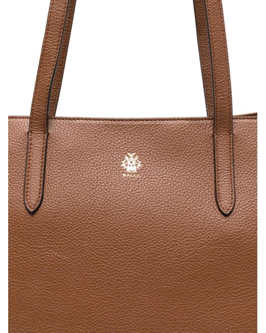 Bally Leren Shopper Met Logo in het Brown
