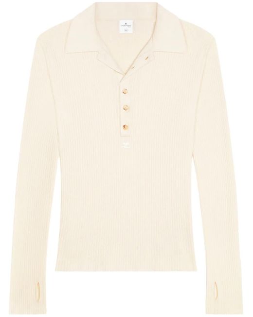 Courreges Natural Cotton-Wool Blend Polo Shirt for men