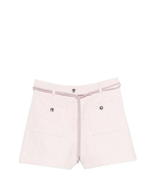 Maje Pink Embellished Tailored Shorts