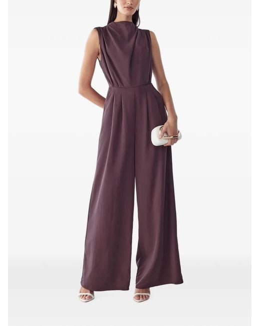 BWLDR Purple Draped Sleeveless Jumpsuit
