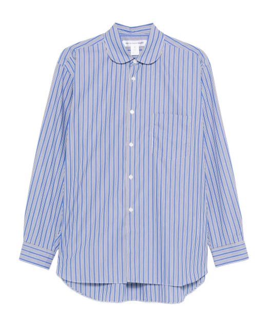 メンズ Comme des Garçons ストライプ ラウンドカラーシャツ Blue