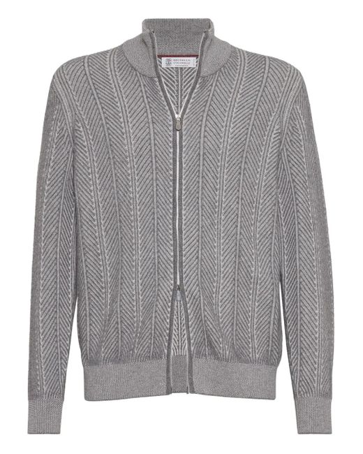 Brunello Cucinelli Gray Vanise' Cardigan for men