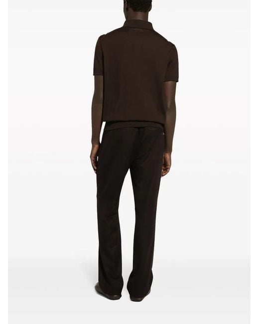 Dolce & Gabbana Black Striped Knit Polo Shirt for men