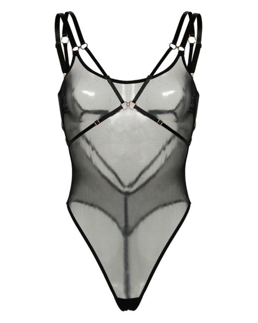 Bordelle Gray Vero Semi-sheer Bodysuit