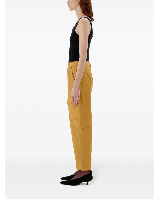 Another Tomorrow Yellow Curved Cargo Trousers