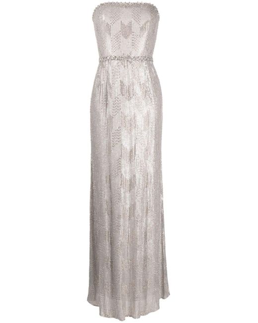 Jenny Packham White Evalina Sequin-embellished Gown
