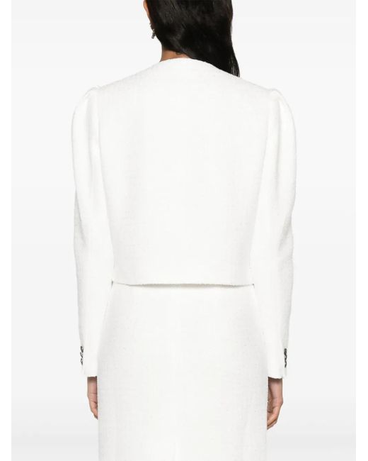 Alessandra Rich Natural Double-Breasted Bouclé Jacket