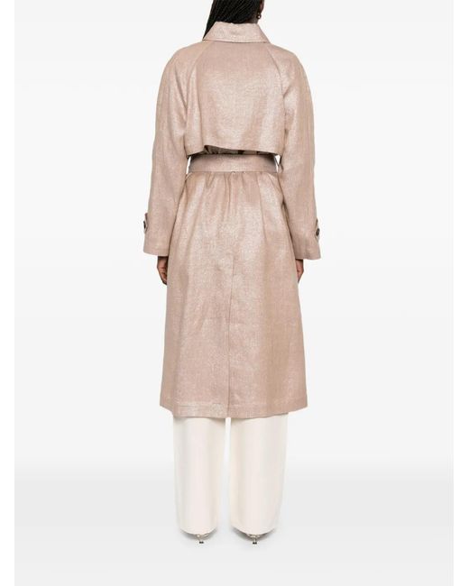 Brunello Cucinelli Natural Double-Breasted Coat