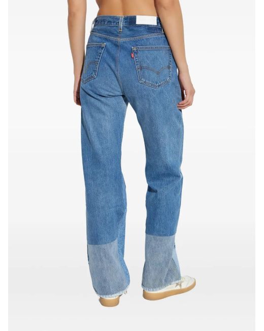 Re/done Blue Paint-Splatter Panelled Jeans