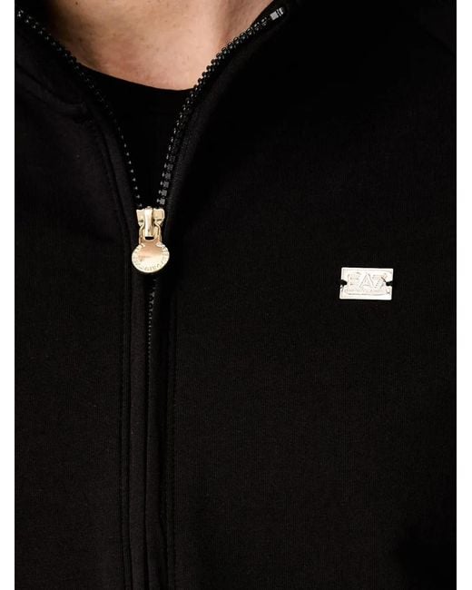 EA7 Black Logo-Plaque Raglan-Sleeve Jacket