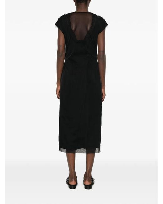 Simone Rocha Black Crystal-Embellished Lace-Trim Midi Dress