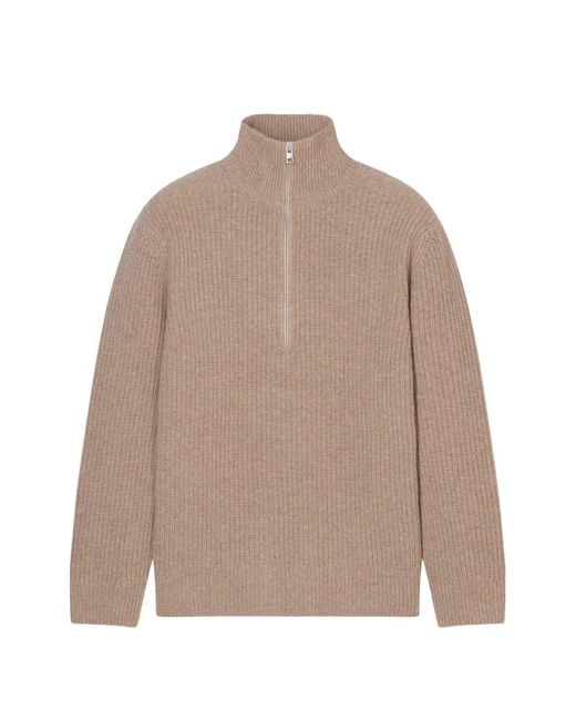 Closed Natural Ribbed-Knit Half-Zip Sweater for men