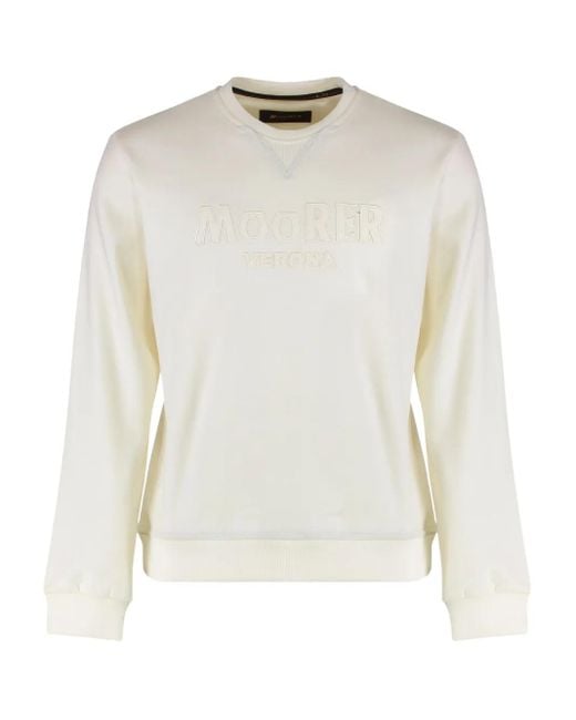Moorer White Ribbed-Knit Wool Sweater for men