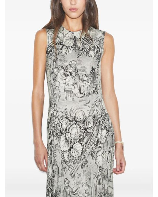 Tory Burch Gray Sleeveless Print Maxi Day Dress