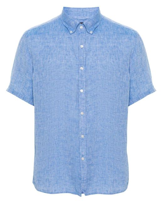 Michael Kors Blue Short-sleeve Linen Shirt for men