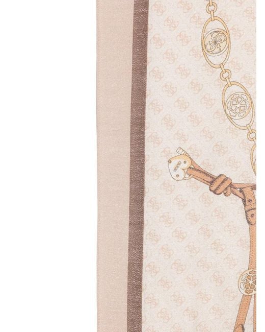 Guess Natural Leopard-Print Logo Scarf