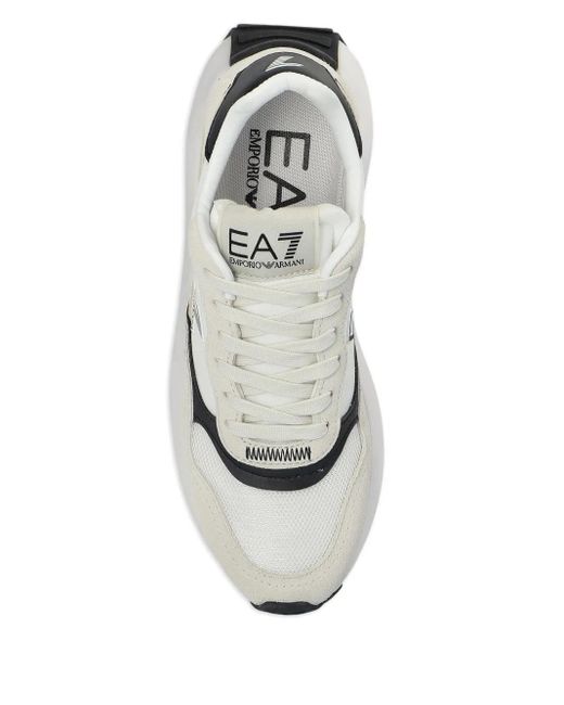 EA7 White Logo-Patch Sneakers
