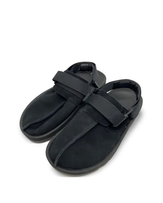 Reebok Black Leather Flat Sandals