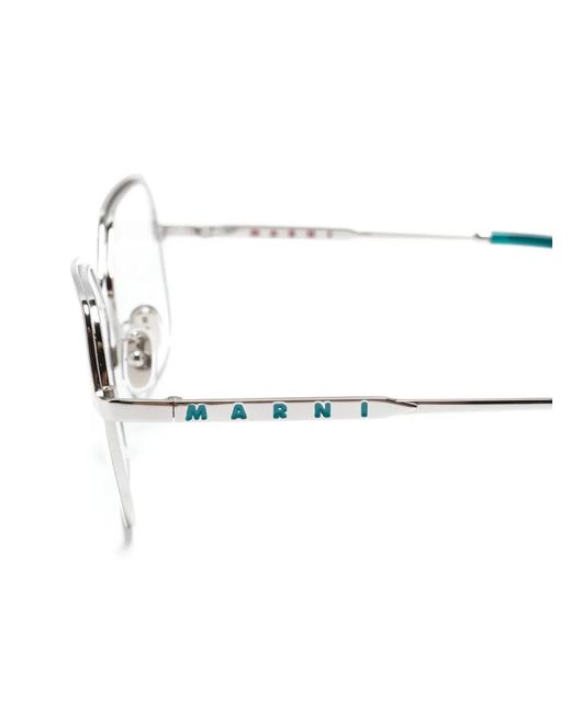 Marni Metallic Logo-Debossed Square-Frame Glasses