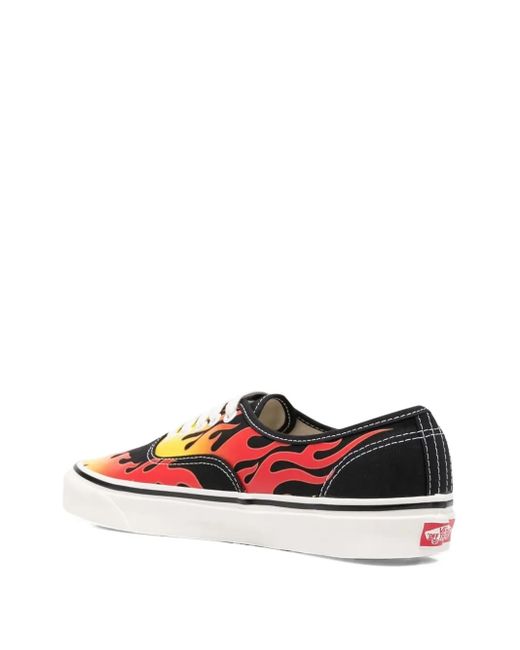 Vans Black Authentic 44 Dx Flame-Print Sneakers