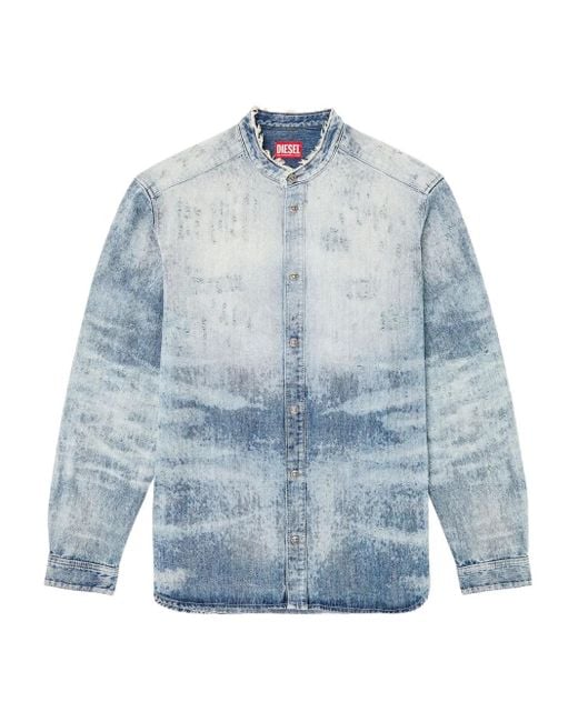 Camisa vaquera con cuello mao DIESEL de hombre de color Blue
