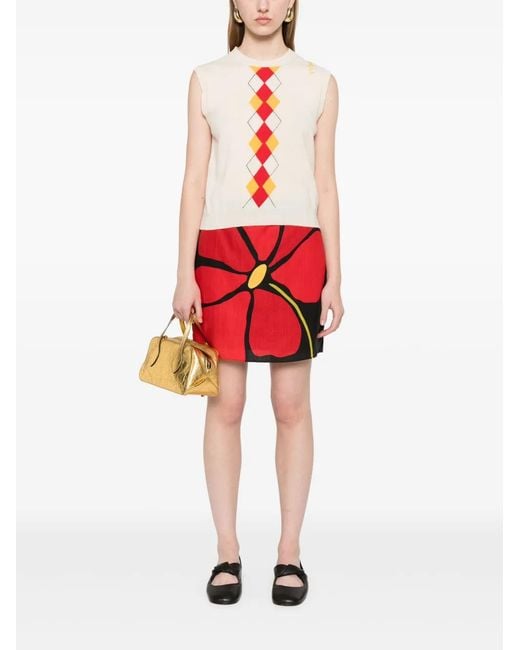 Marni White Argyle-Pattern Vest