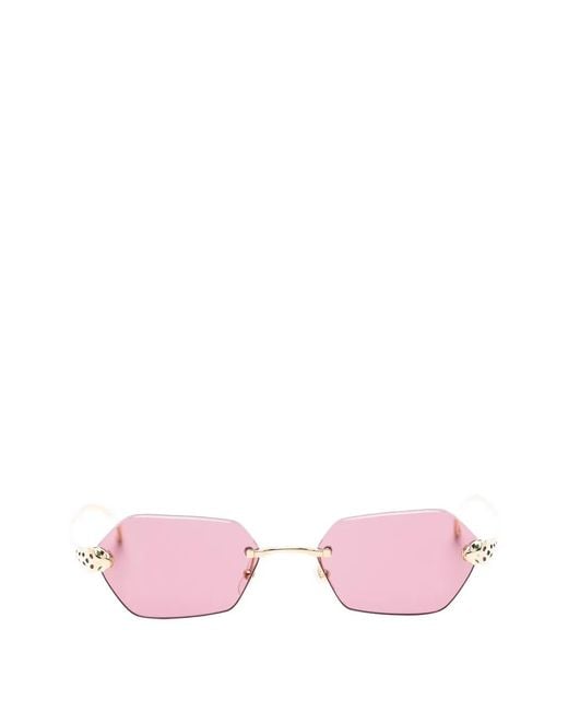 Cartier Pink Geometric Rimless Sunglasses