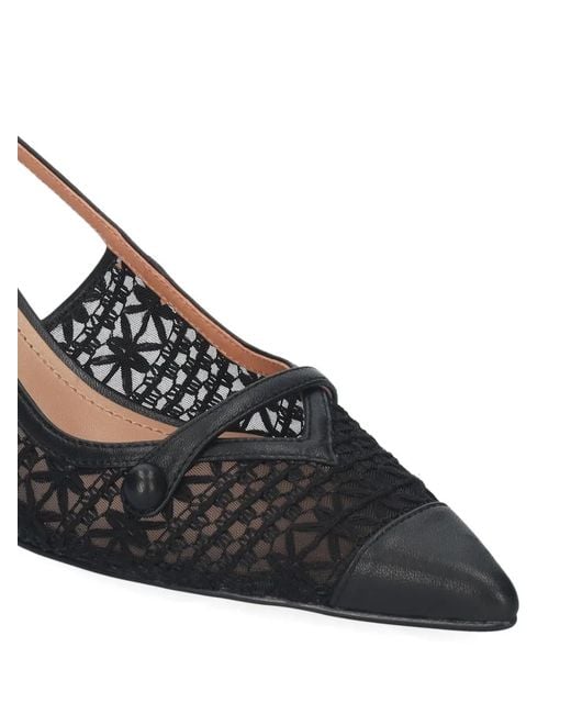 Bibi Lou Black Xaia Lace-Panelled Slingback Pumps