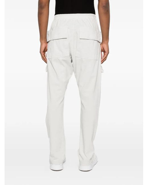 Rick Owens White Drawstring Cotton Trousers for men