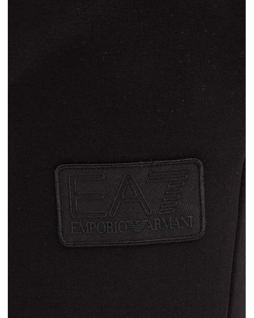EA7 Black Drawstring Logo Patch Trousers for men